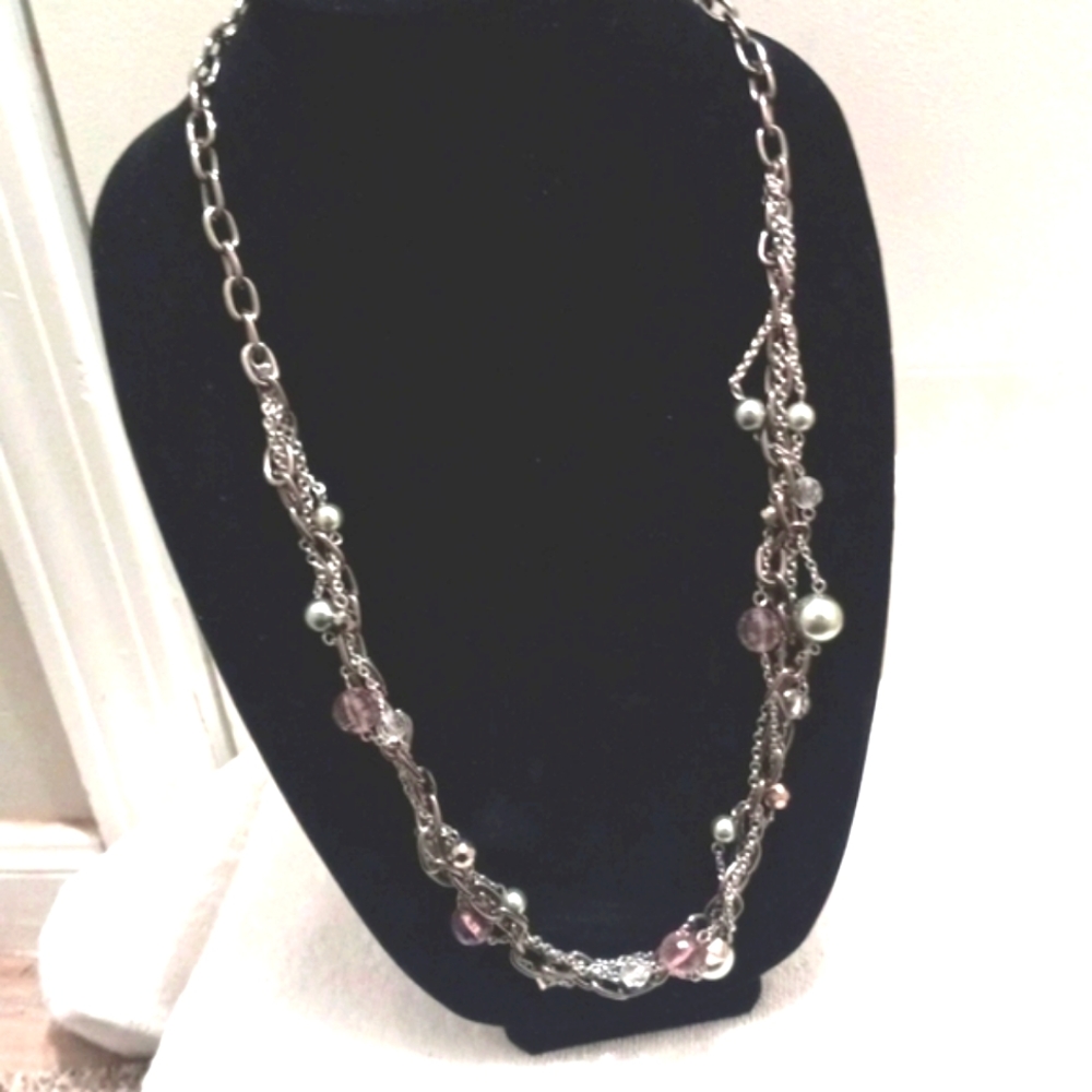 Lea Sophia Silvertone with pink & Silver beads